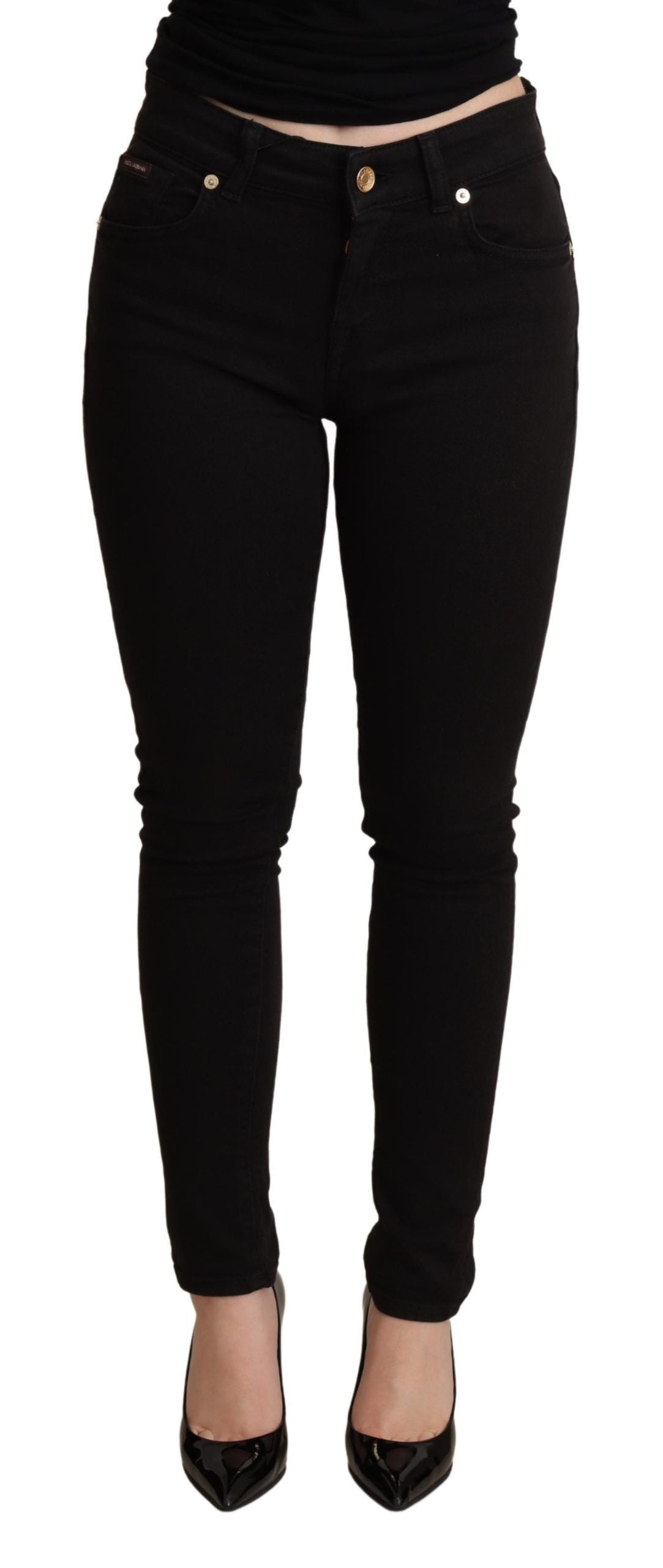 Dolce & Gabbana Elegant Mid-Waist Skinny Black Jeans