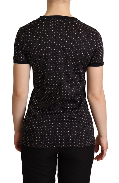 Dolce & Gabbana Polka Dotted Black Short Sleeve Crewneck Top