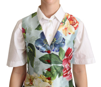 Dolce & Gabbana Elegant Floral Print Silk Waistcoat