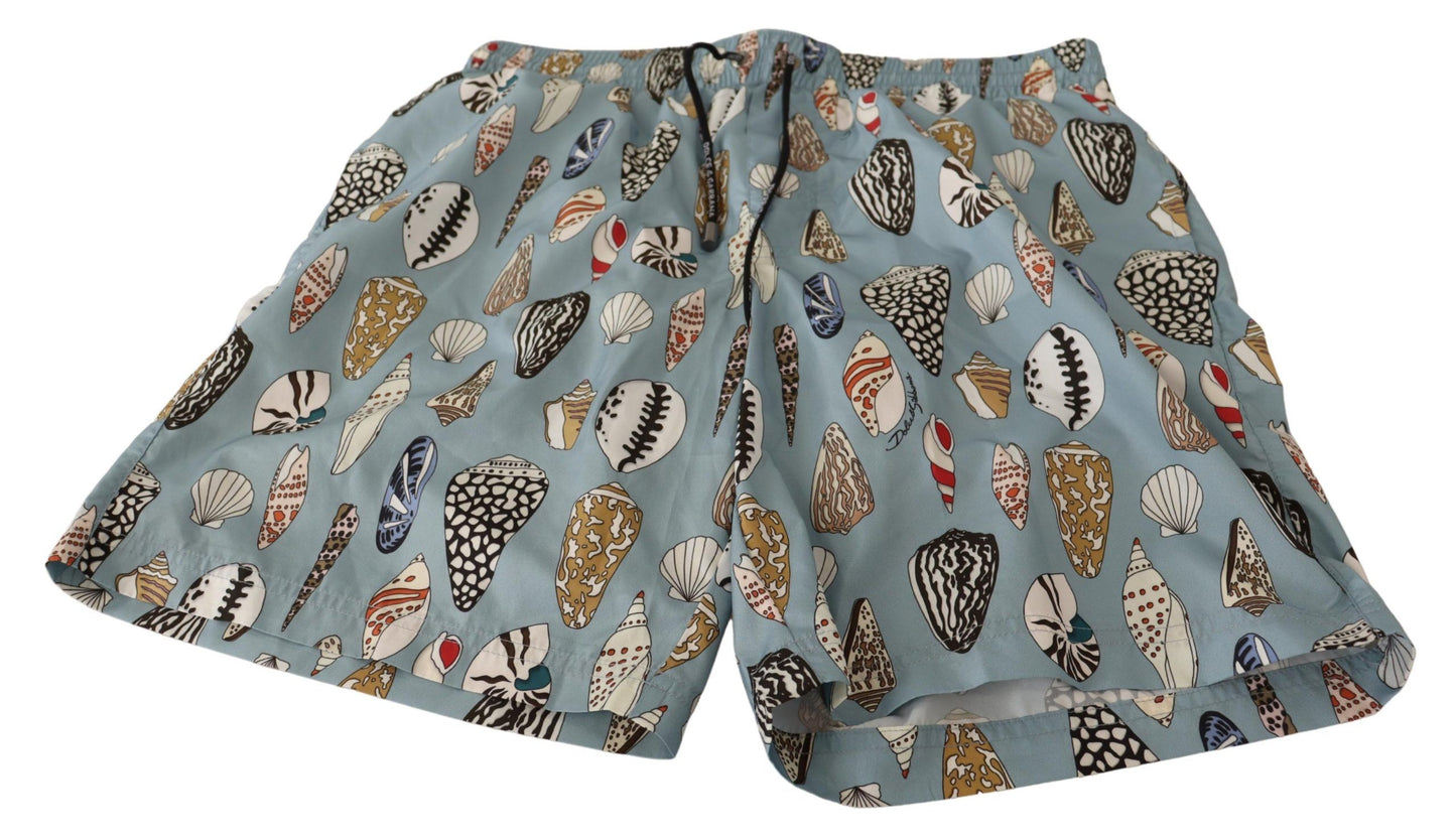 Dolce & Gabbana Elegant Seashell Print Swim Trunks