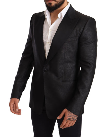 Dolce & Gabbana Elegant Black Metallic Slim Fit Blazer Jacket