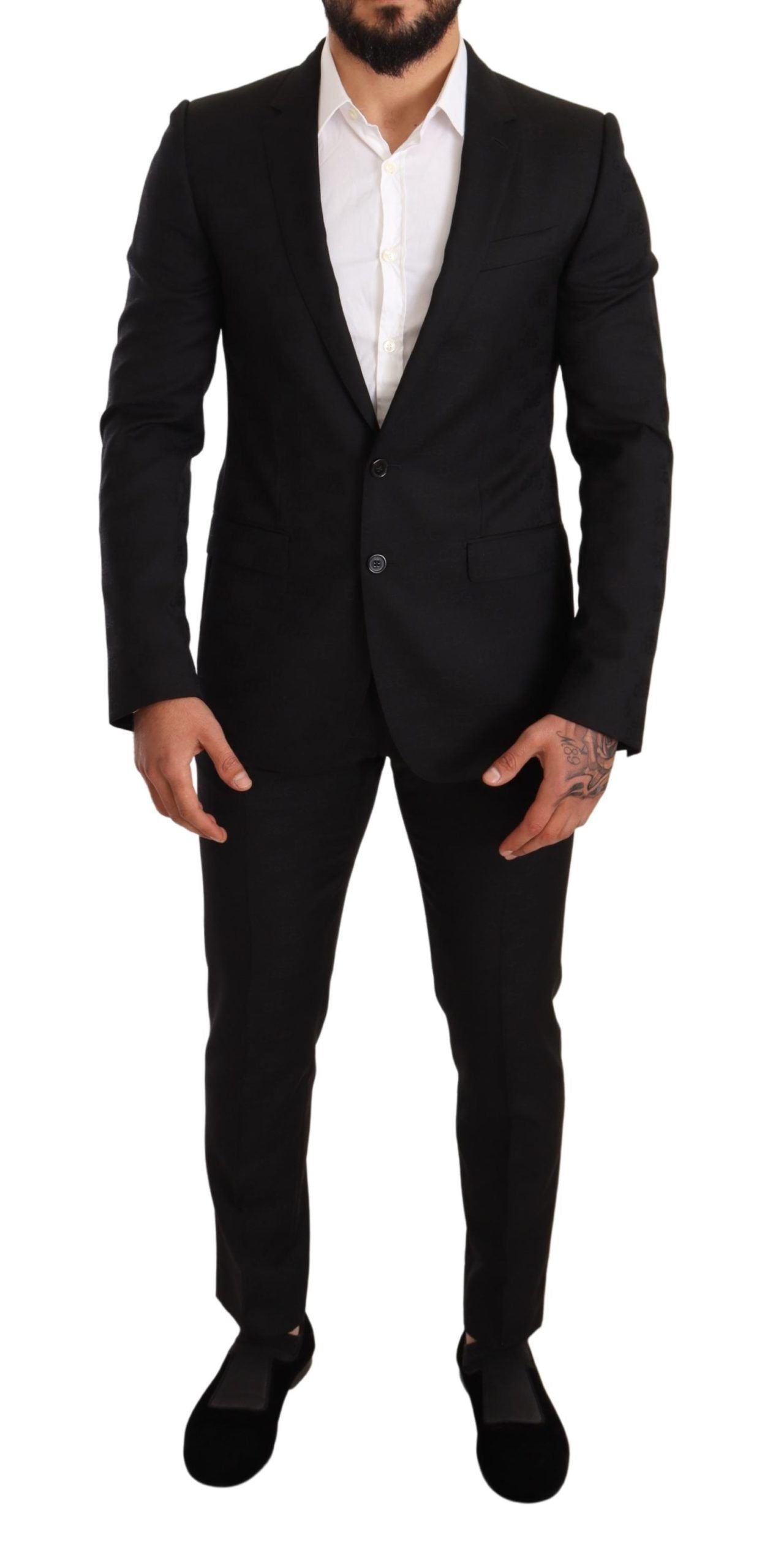 Dolce & Gabbana Elegant Martini Black Wool Suit