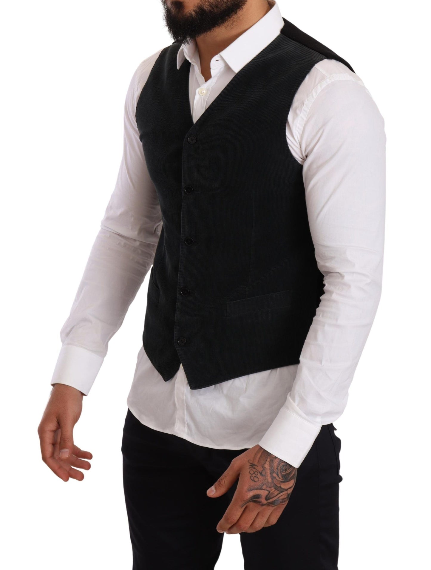 Dolce & Gabbana Elegant Black Cotton Formal Dress Vest