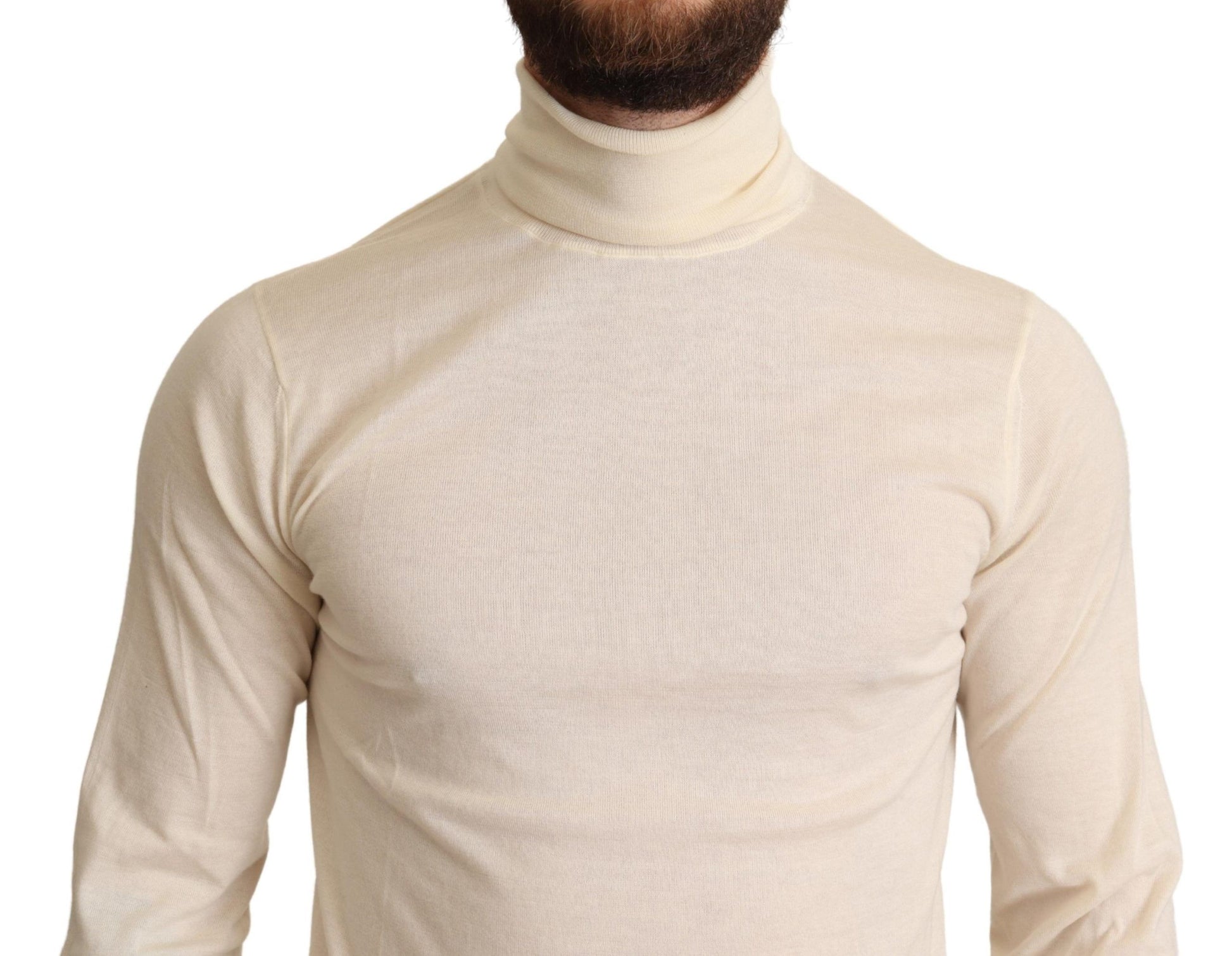 Dolce & Gabbana Cream Cashmere Turtleneck Sweater