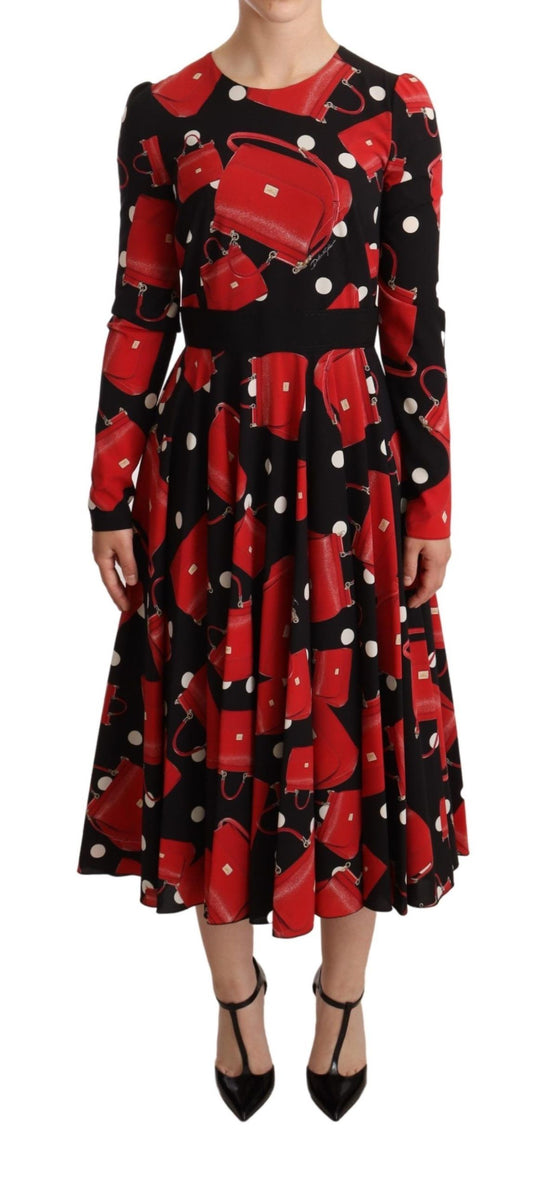 Dolce & Gabbana Elegant Sicily Print Flared Midi Dress