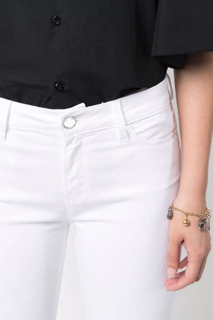 Love Moschino Chic White Cotton Blend Denim