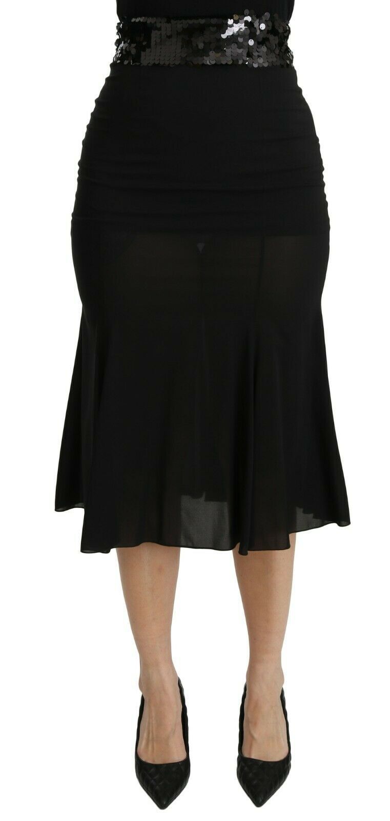 Dolce & Gabbana Chic High Waist Black Silk Blend Skirt