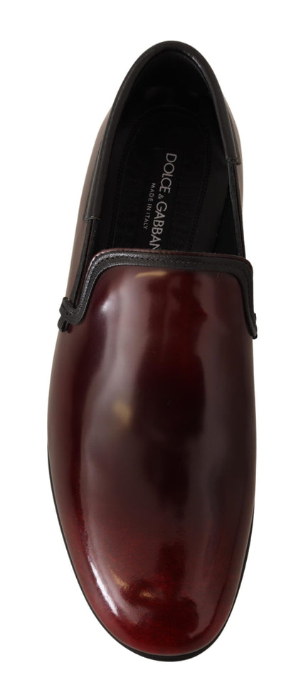 Dolce & Gabbana Elegant Bordeaux Leather Loafers