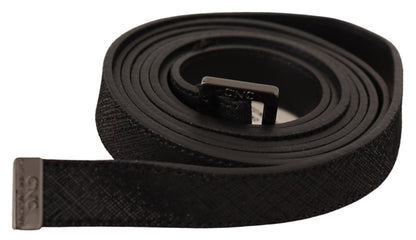 Costume National Chic Black Leather Fashion Belt with Metal Buckle