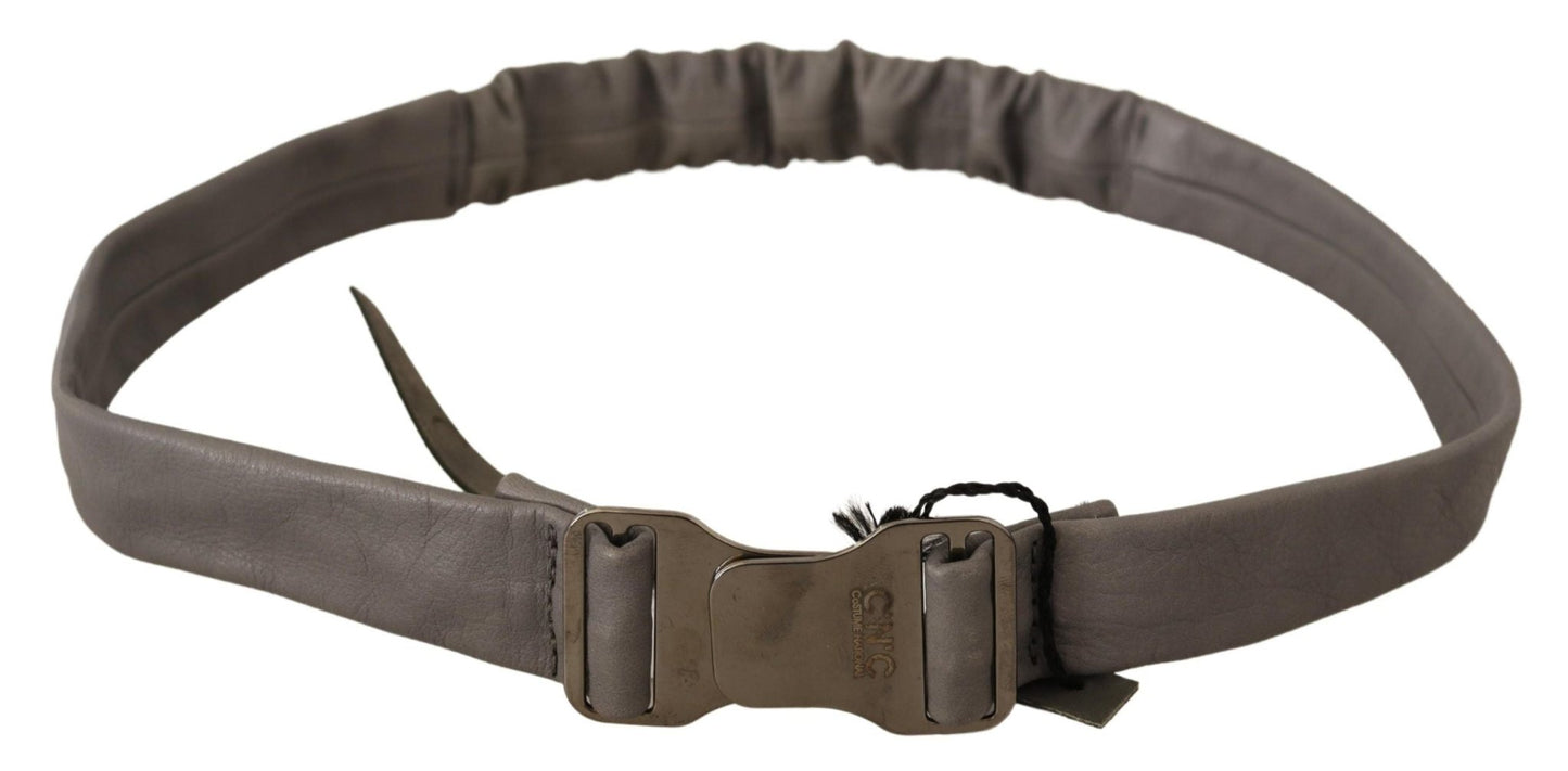 Costume National Elegant Gray Leather Fashion Belt