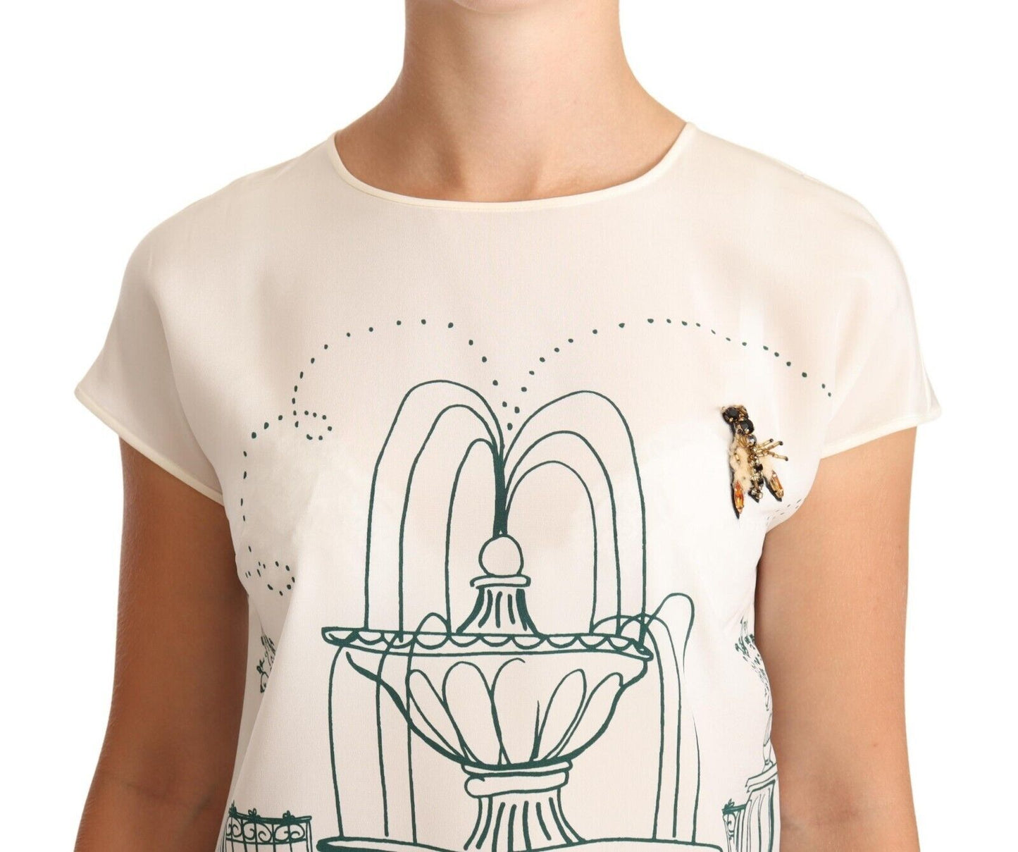 Dolce & Gabbana Elegant Silk Botanical Garden Fountain Tee