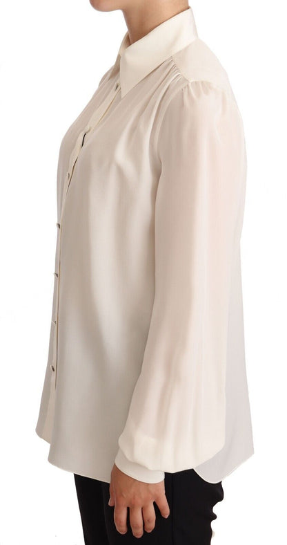 Dolce & Gabbana Elegant Silk Top in Off White