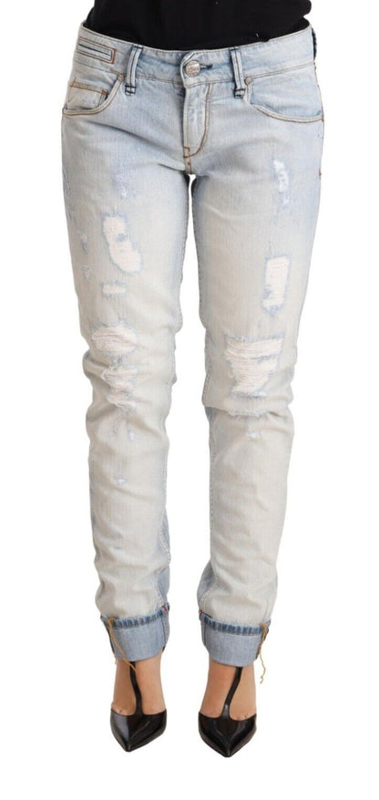 Acht Chic Light-Blue Folded Hem Denim Jeans