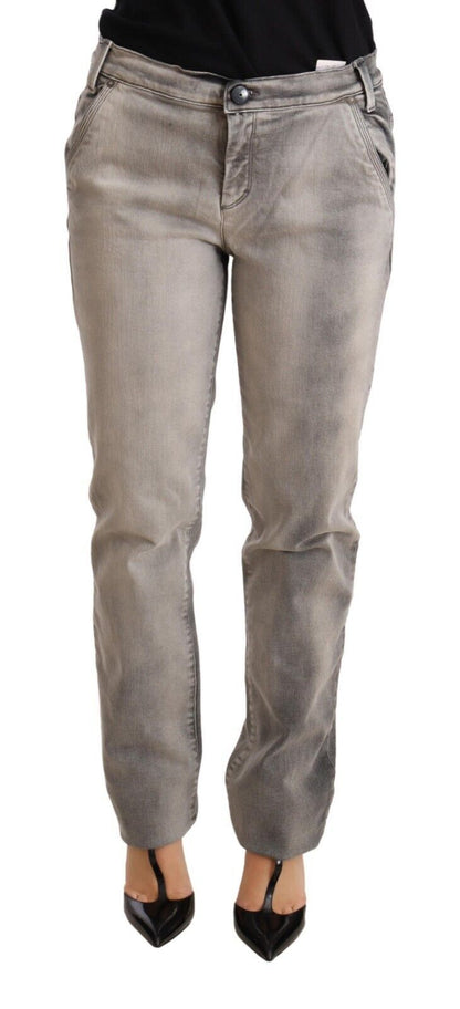 Ermanno Scervino Chic Gray Washed Low Waist Skinny Jeans