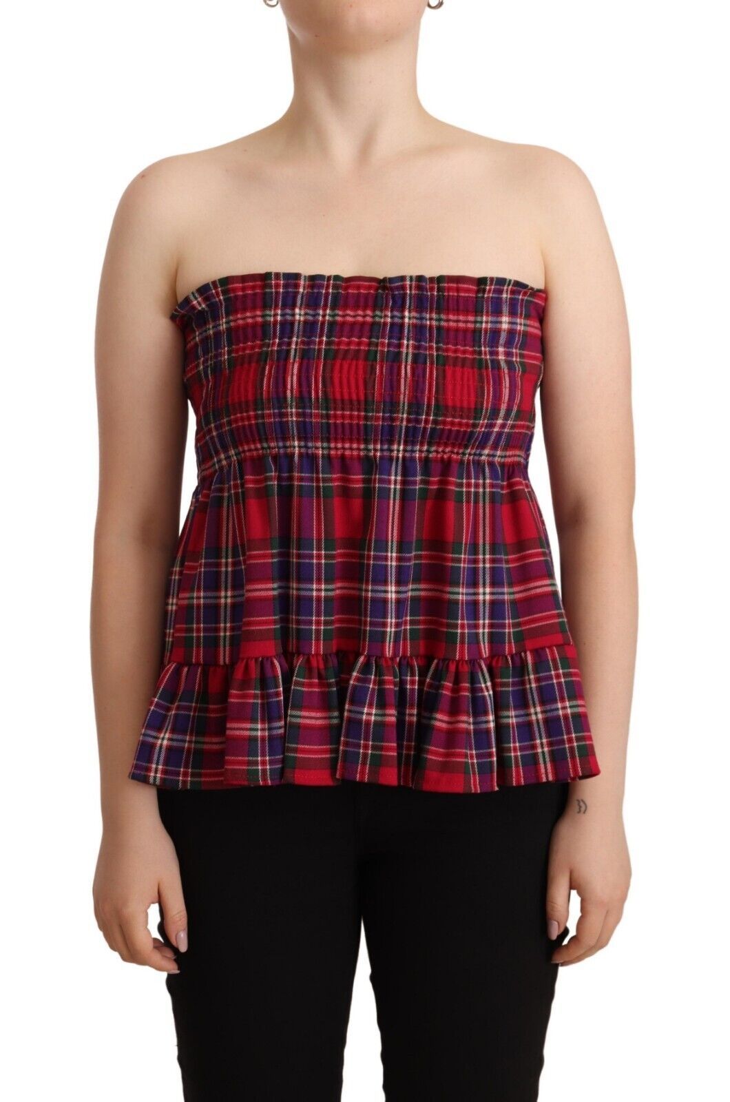 CAMPO DI FRAGOLE Chic Checkered Sleeveless Tank Top