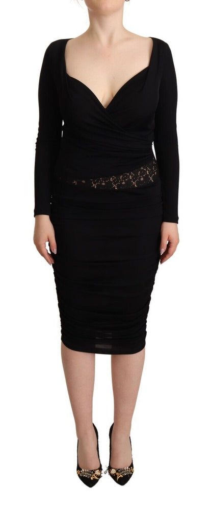 GF Ferre Elegant Black Sheath Dress with Sweetheart Neckline