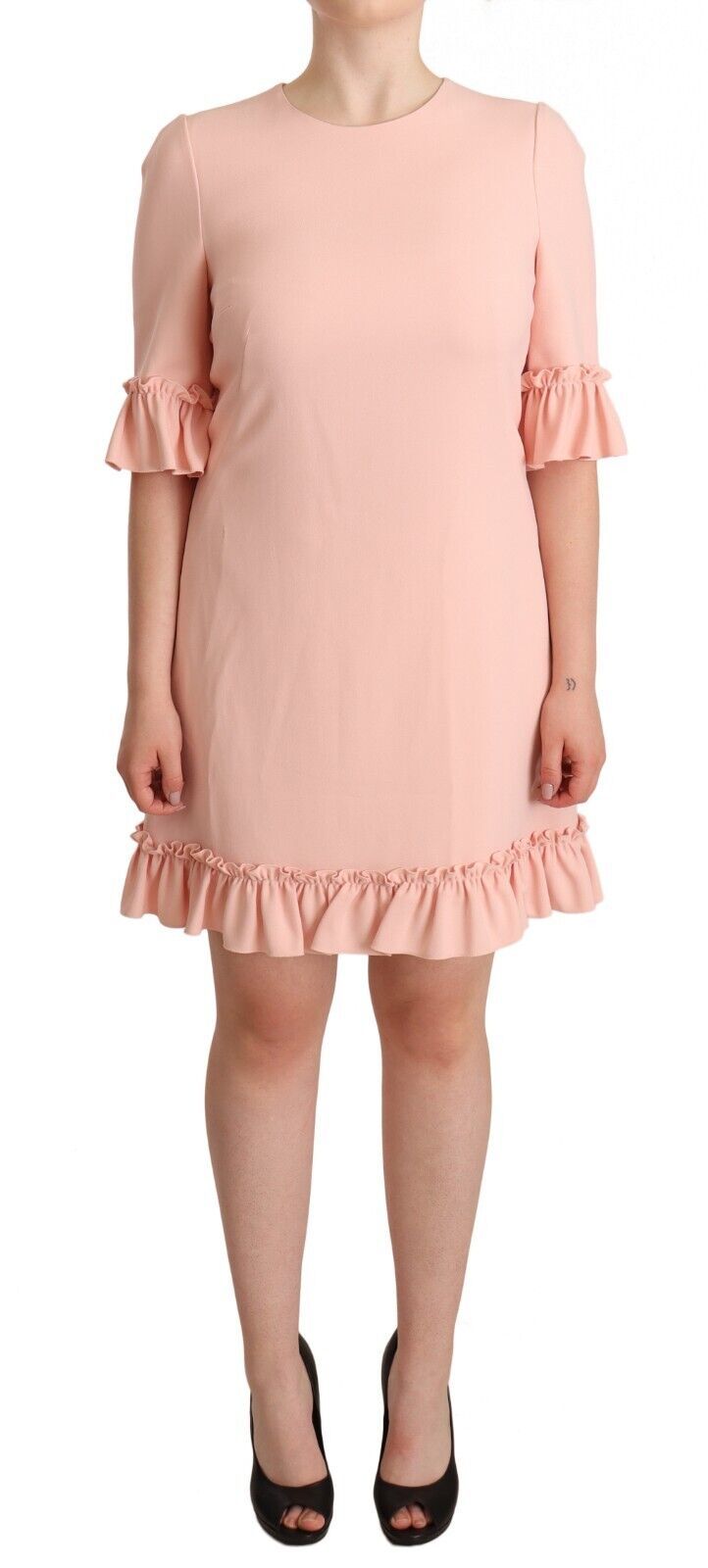 Dolce & Gabbana Ruffled Sleeve Sheath Dress in Pink