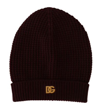 Dolce & Gabbana Elegant Cashmere Knit Beanie in Dark Red