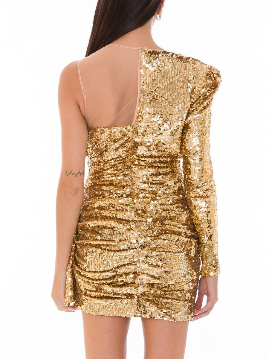 Elisabetta Franchi Glistening Gold Sequin Evening Dress