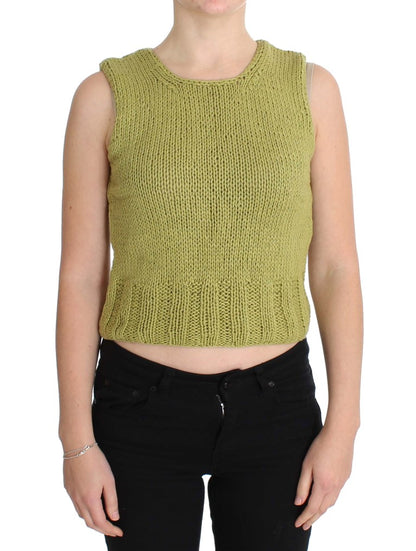 PINK MEMORIES Chic Green Knitted Sleeveless Vest Sweater