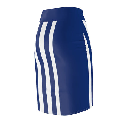 Womens Pencil Skirt Blue/white Stripe, Stretch Mini, S152393