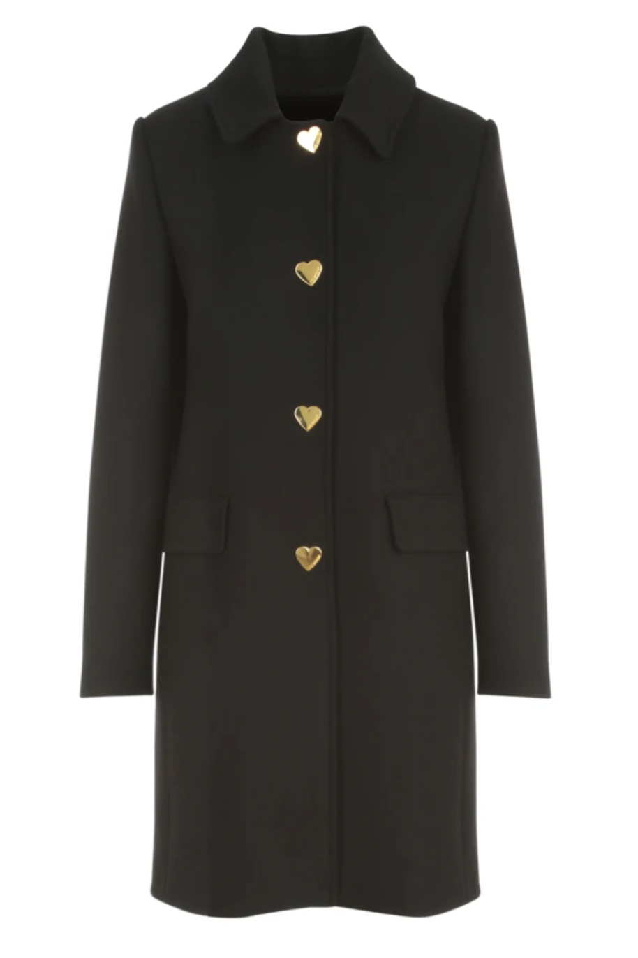 Love Moschino Elegant Wool Blend Coat with Heart Buttons