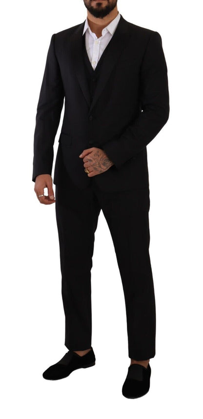 Dolce & Gabbana Elegant Black Three-Piece Martini Fit Suit