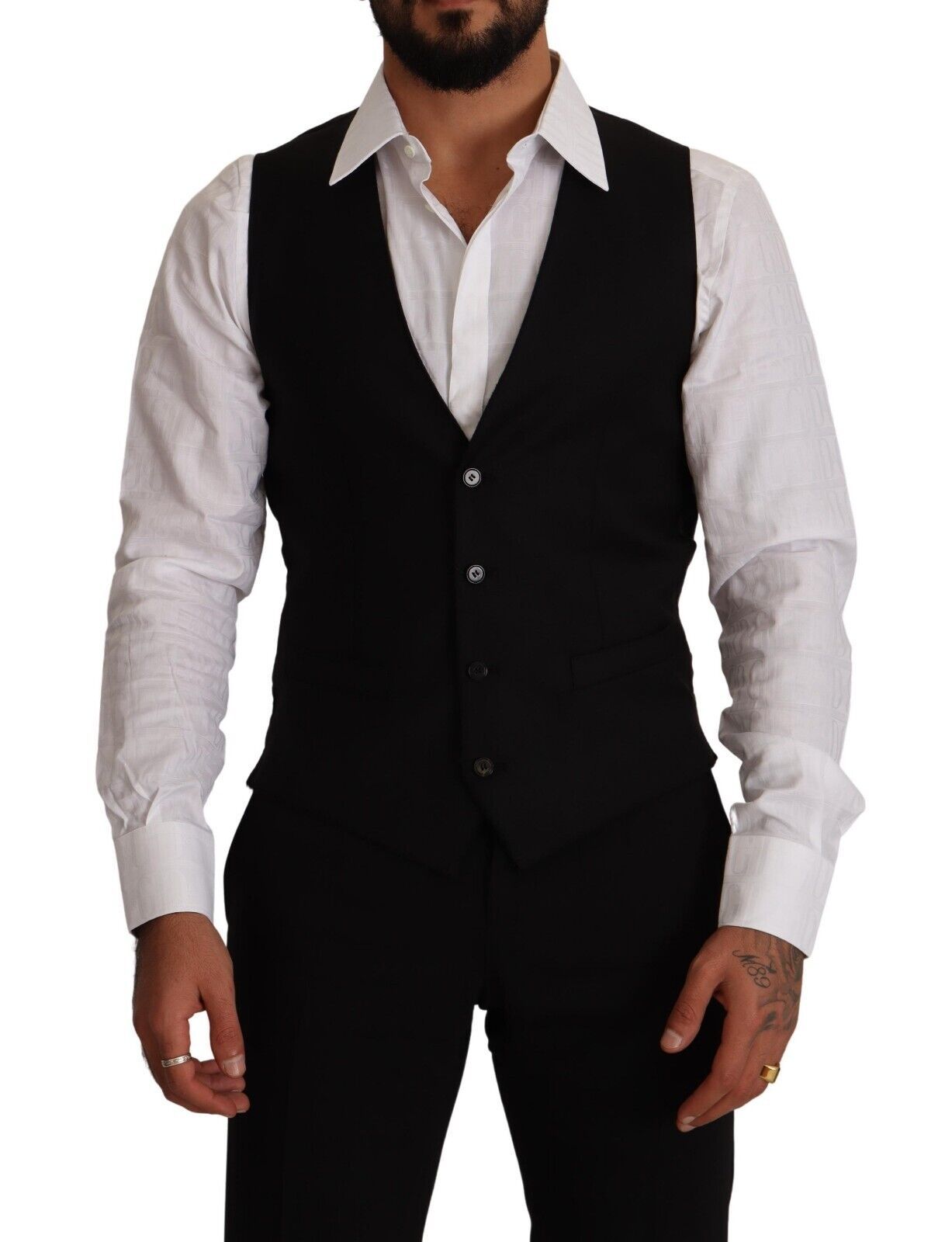 Dolce & Gabbana Elegant Black Virgin Wool Dress Vest