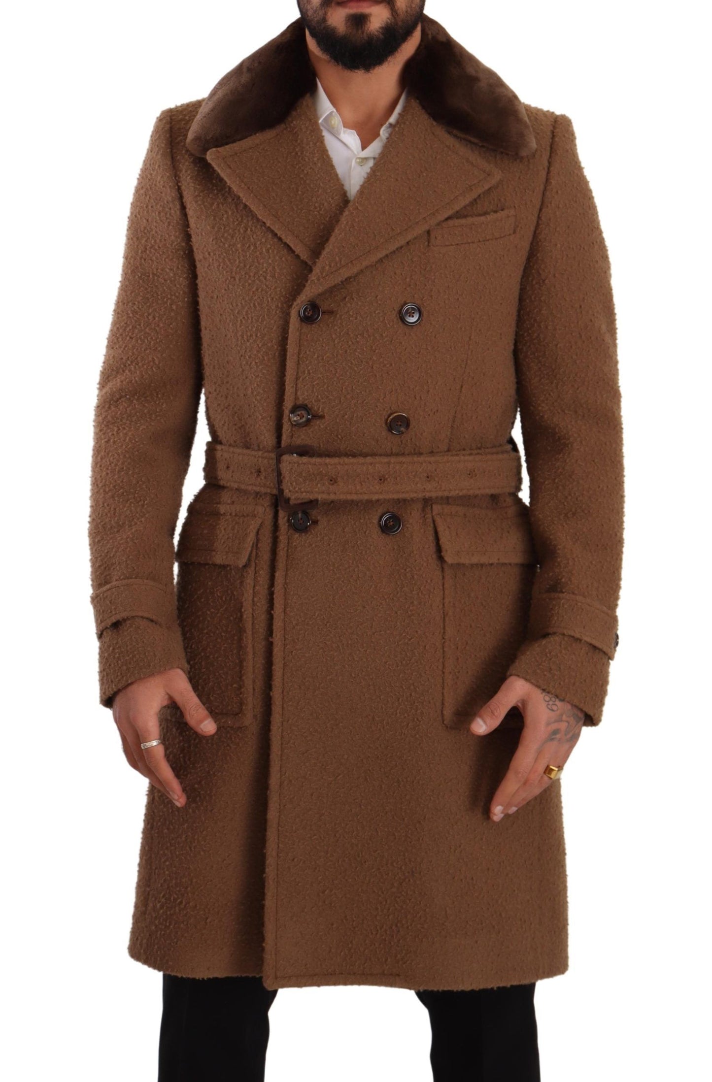 Dolce & Gabbana Elegant Double Breasted Wool Overcoat