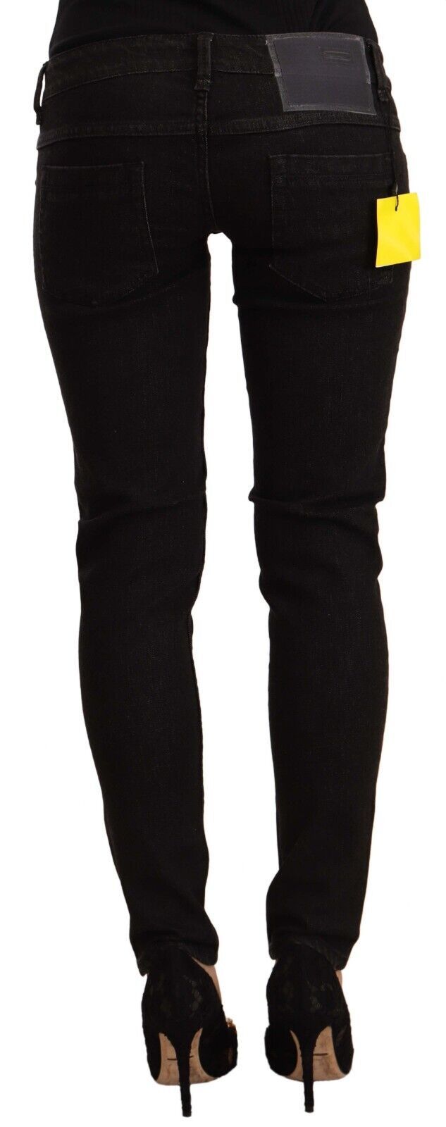 Acht Sleek Skinny Low Waist Black Jeans