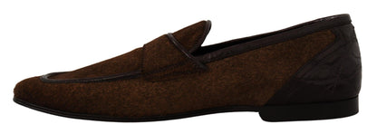 Dolce & Gabbana Elegant Brown Caiman Leather Loafers