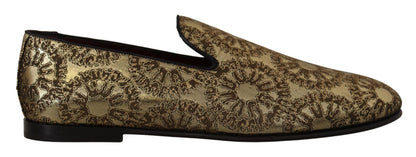 Dolce & Gabbana Gold Tone Loafers Slides Dress Shoes