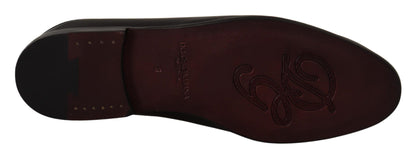 Dolce & Gabbana Exquisite Black & Burgundy Leather Slides