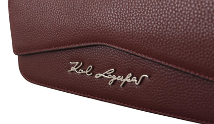 Karl Lagerfeld Elegant Wine Leather Evening Clutch