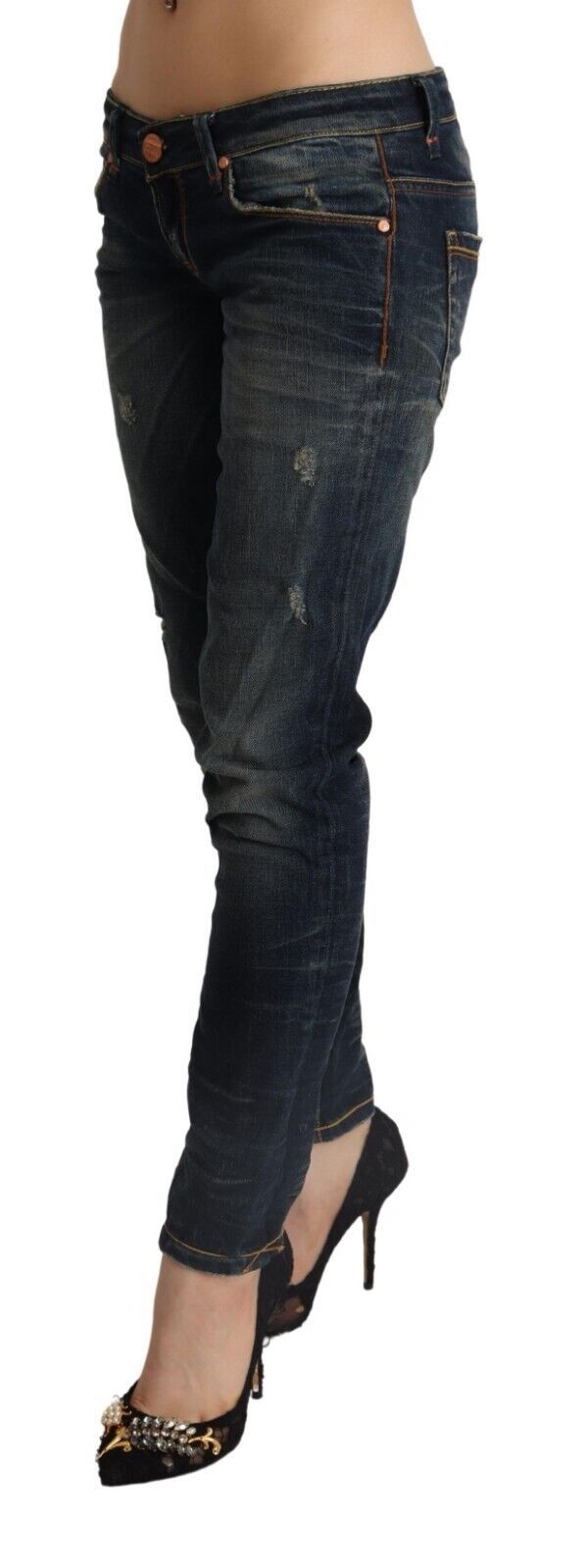 Acht Chic Dark Blue Slim Fit Denim for Style Aficionados