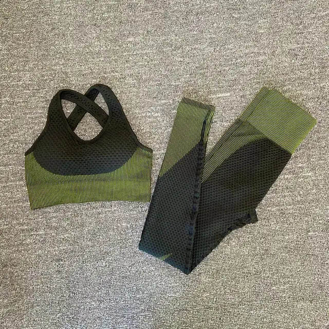 Seamless Sports Suits BraPantsArmyGreen XL