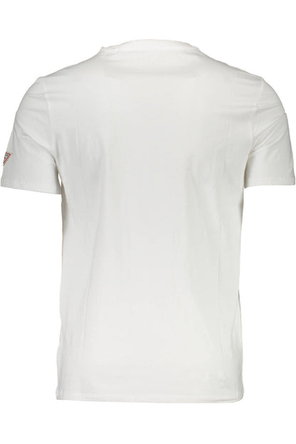 Guess Jeans Sleek White Cotton Slim Tee with Logo Print