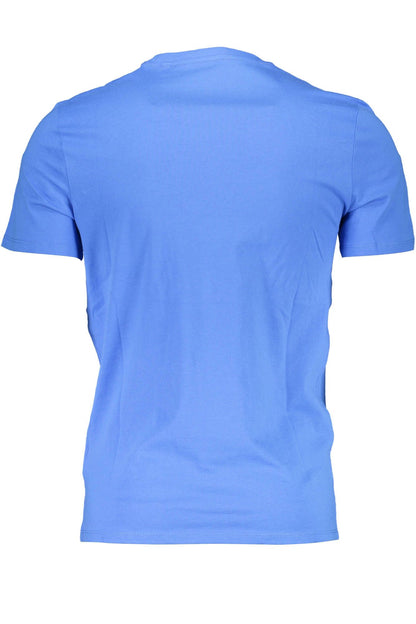 Guess Jeans Slim Fit Blue Cotton Tee with Logo Print