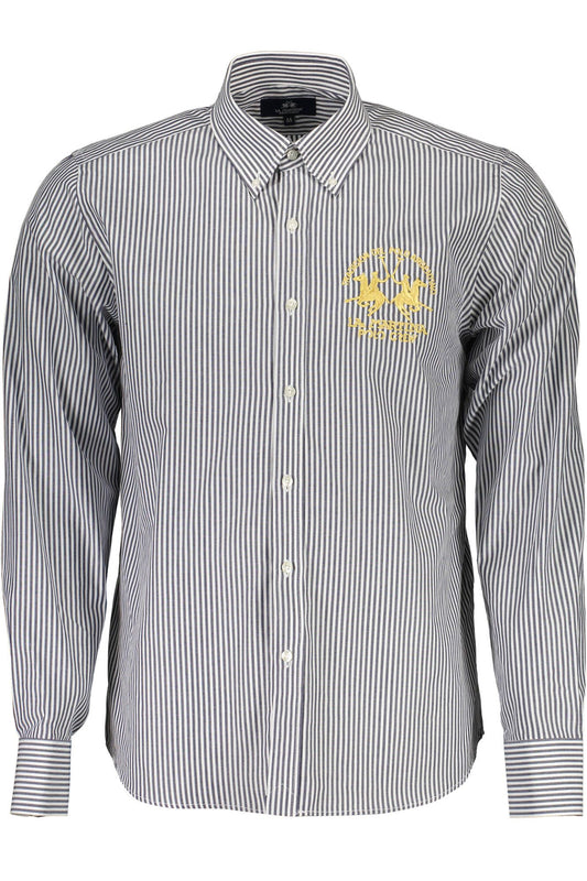 La Martina Elegant Blue Cotton Long Sleeve Shirt