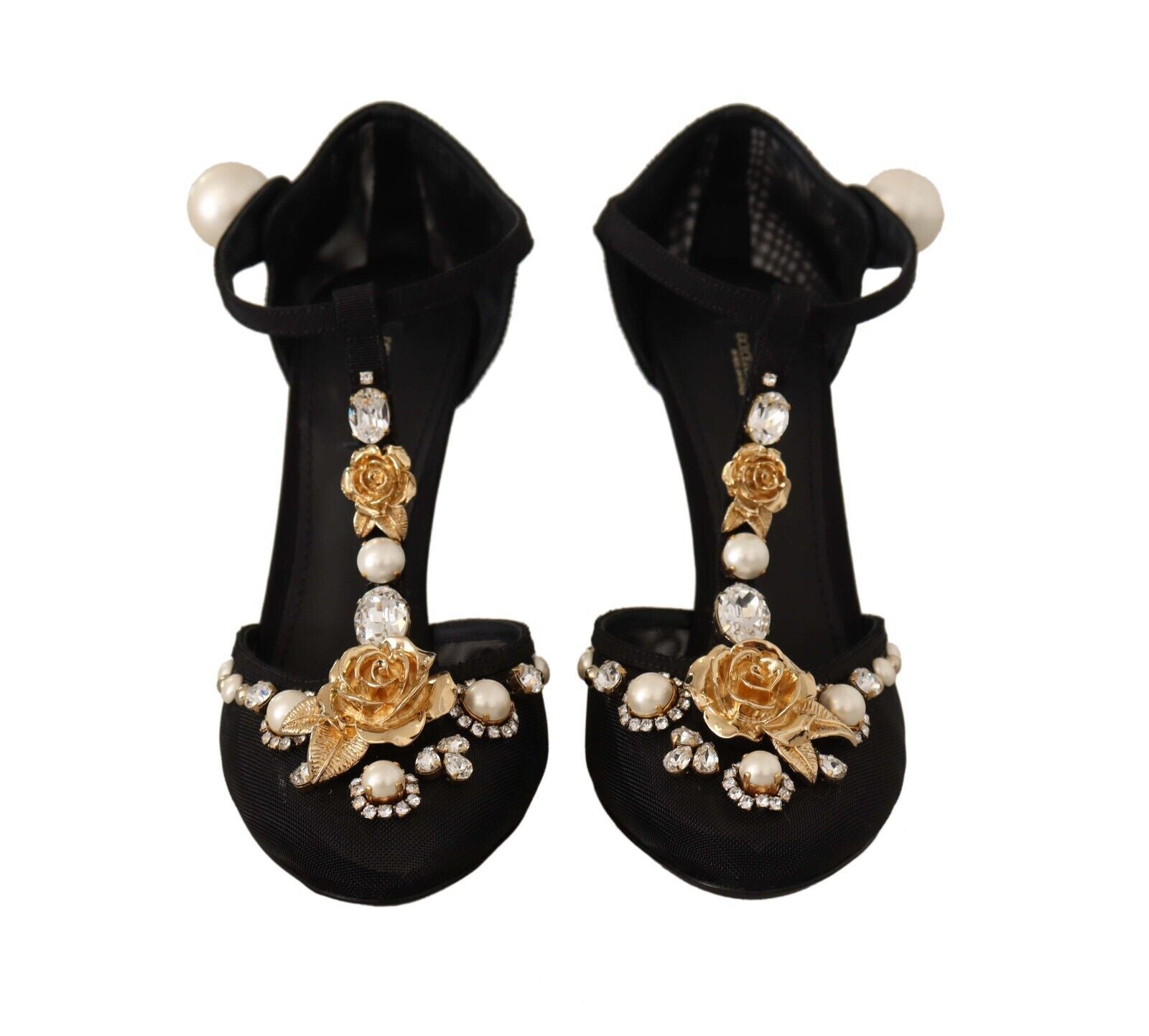 Dolce & Gabbana Elegant Embellished T-Strap Heels Sandals