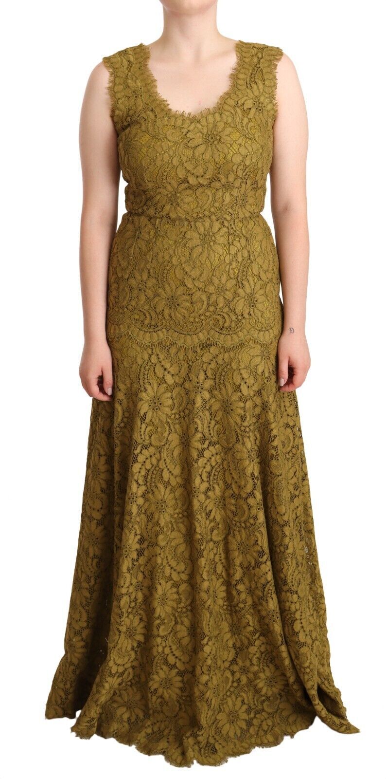 Dolce & Gabbana Elegant Lace Floor-Length Sleeveless Gown