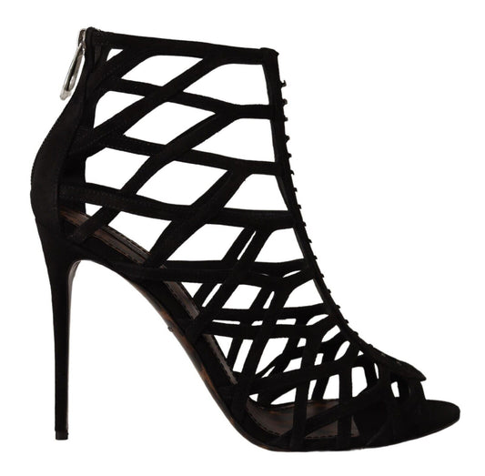 Dolce & Gabbana Elegant Black Suede Heels Sandals