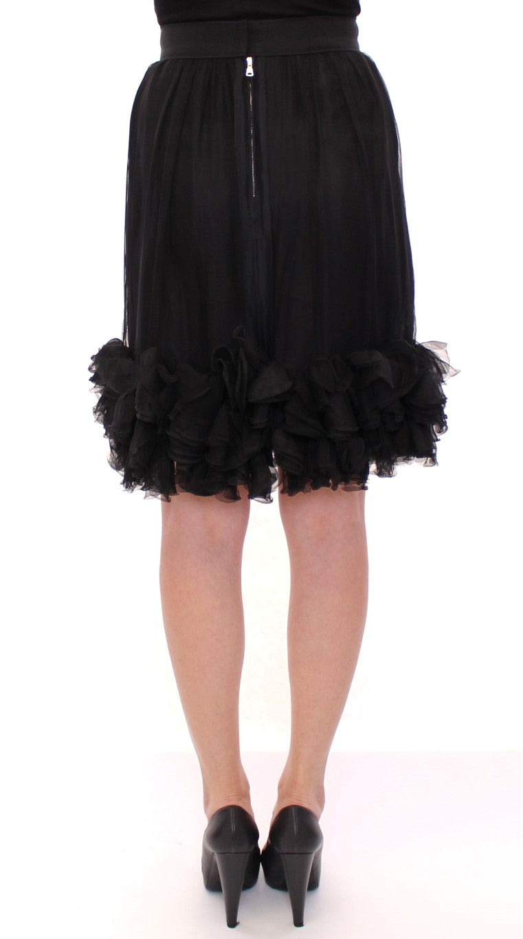 Dolce & Gabbana Elegant Silk Black Skirt for Evenings