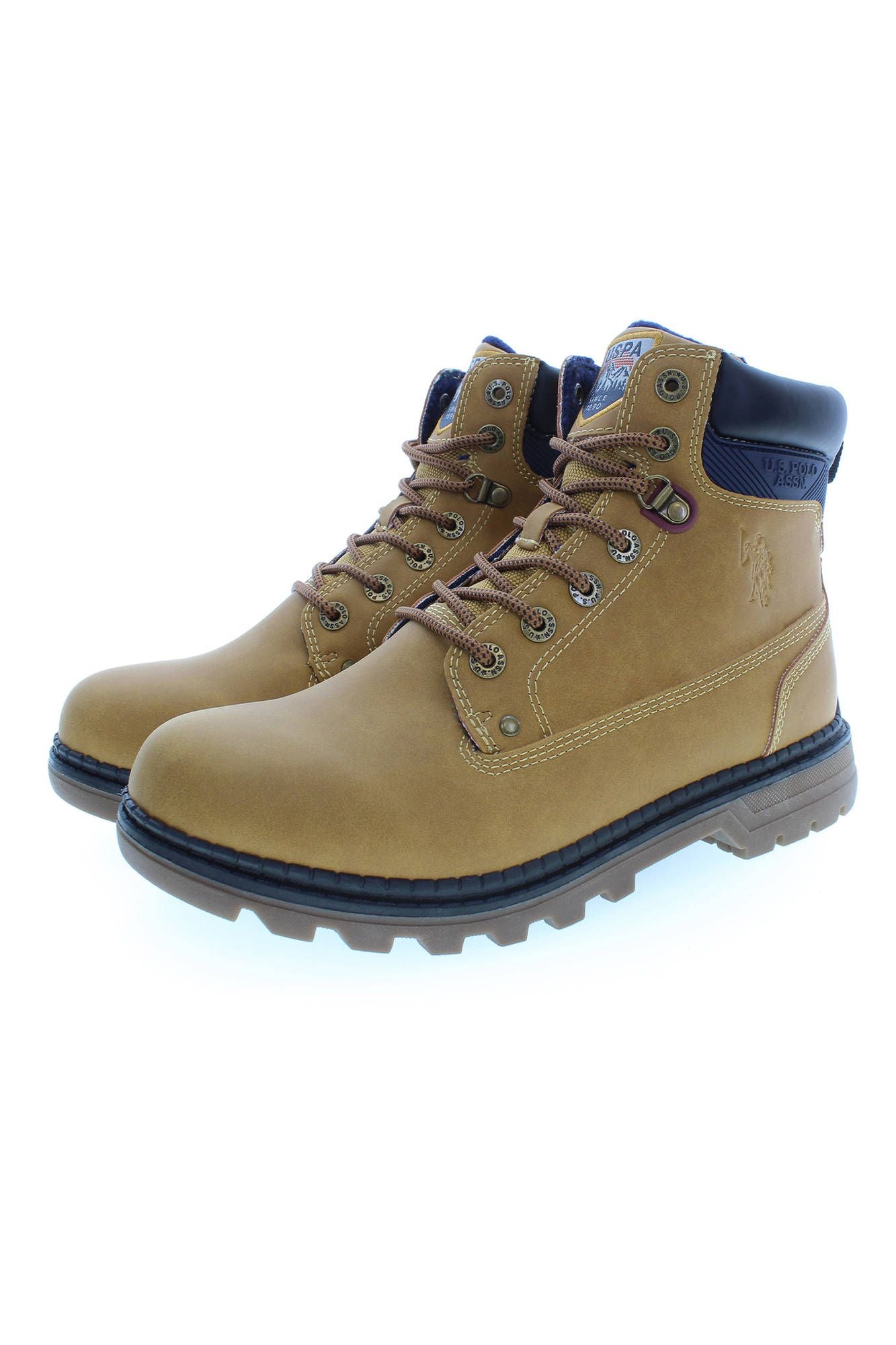 U.S. POLO ASSN. Beige High-Top Boots with Logo Detailing