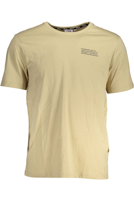 Fila Beige Round Neck Cotton Tee with Logo Print