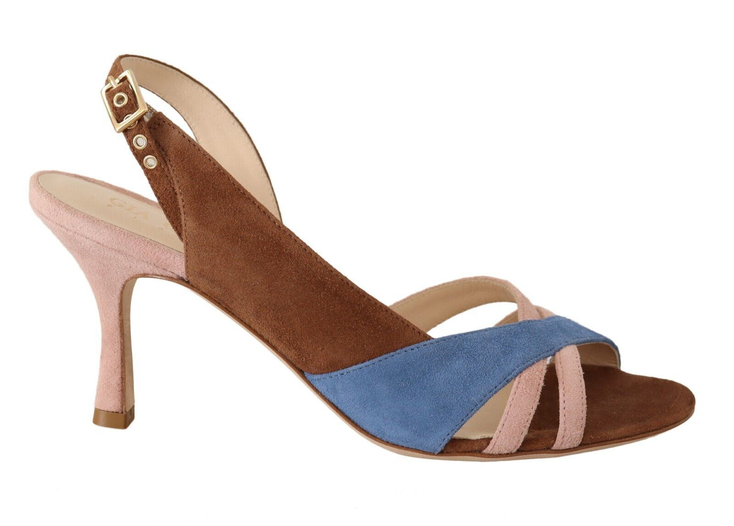 GIA COUTURE Chic Multicolor Suede Slingback Heel Sandals