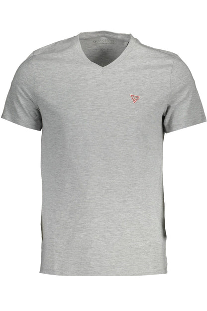 Guess Jeans Sleek Slim Fit V-Neck Tee in Gray