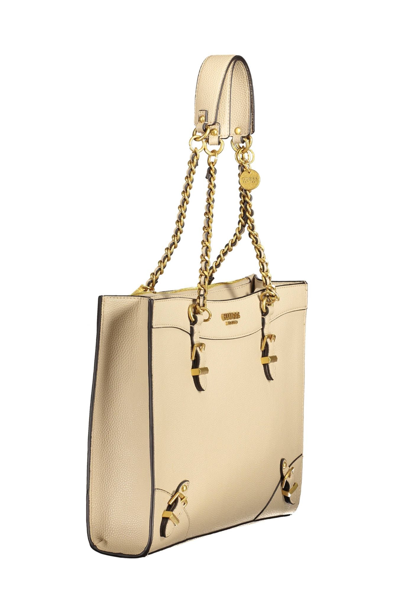 Guess Jeans Beige Chain-Link Shoulder Handbag