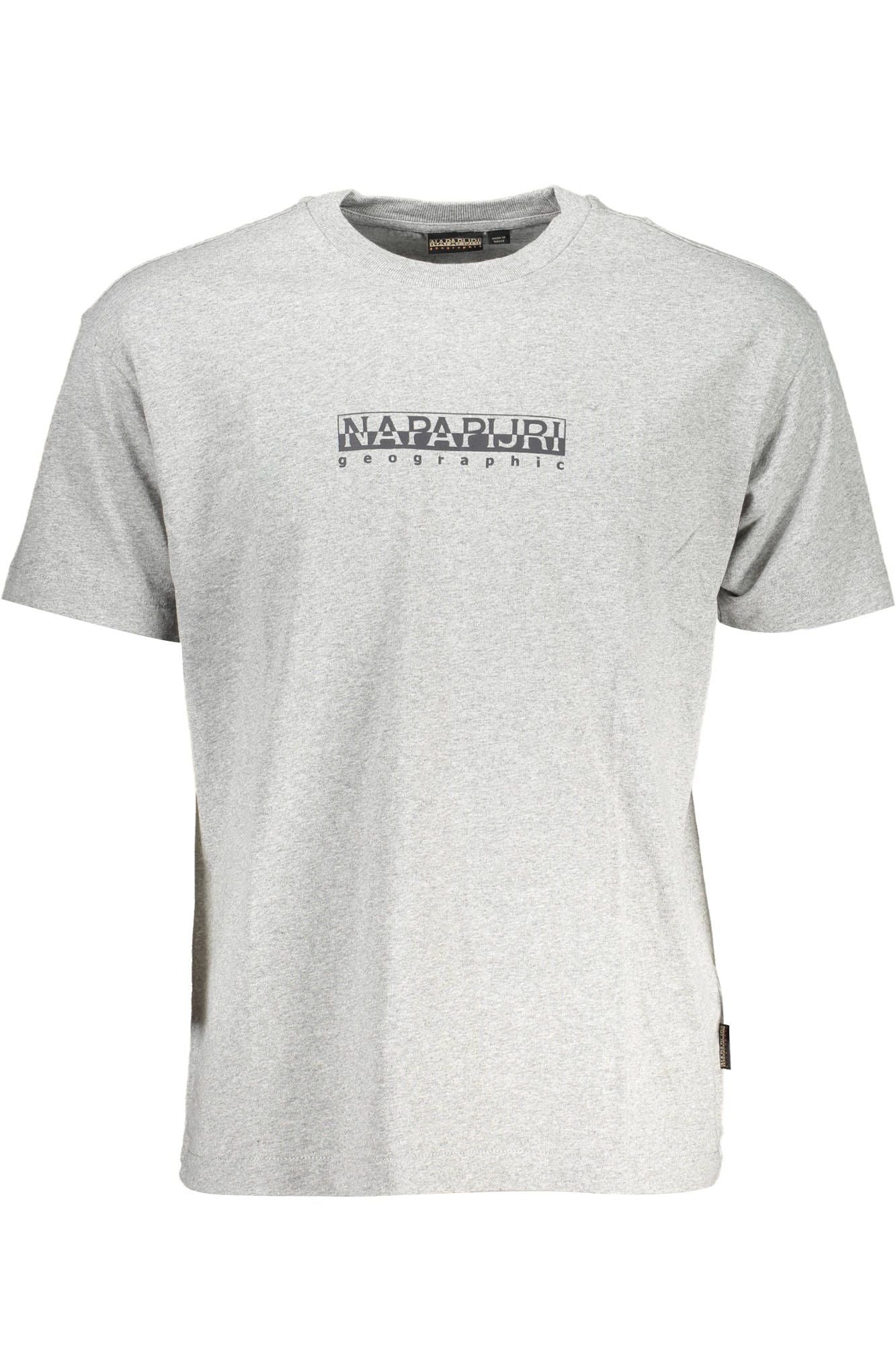 Napapijri Elegant Gray Logo Tee with Timeless Appeal