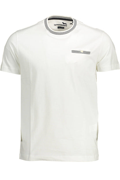 Harmont & Blaine Chic White Cotton Crew Neck Tee with Contrasting Details